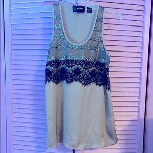 Miss Me Tan and Brown Sequin Embellished Tank Top